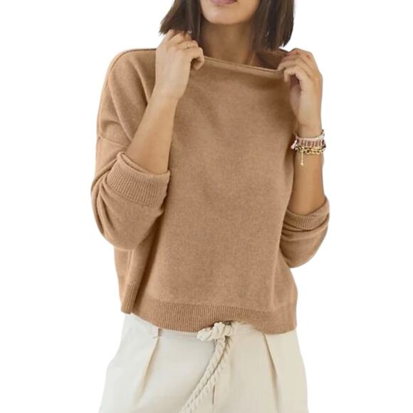 NWT Alani Cashmere Mock Neck Sweater Pilcro Anthropologie Oversized Honey Sz XL